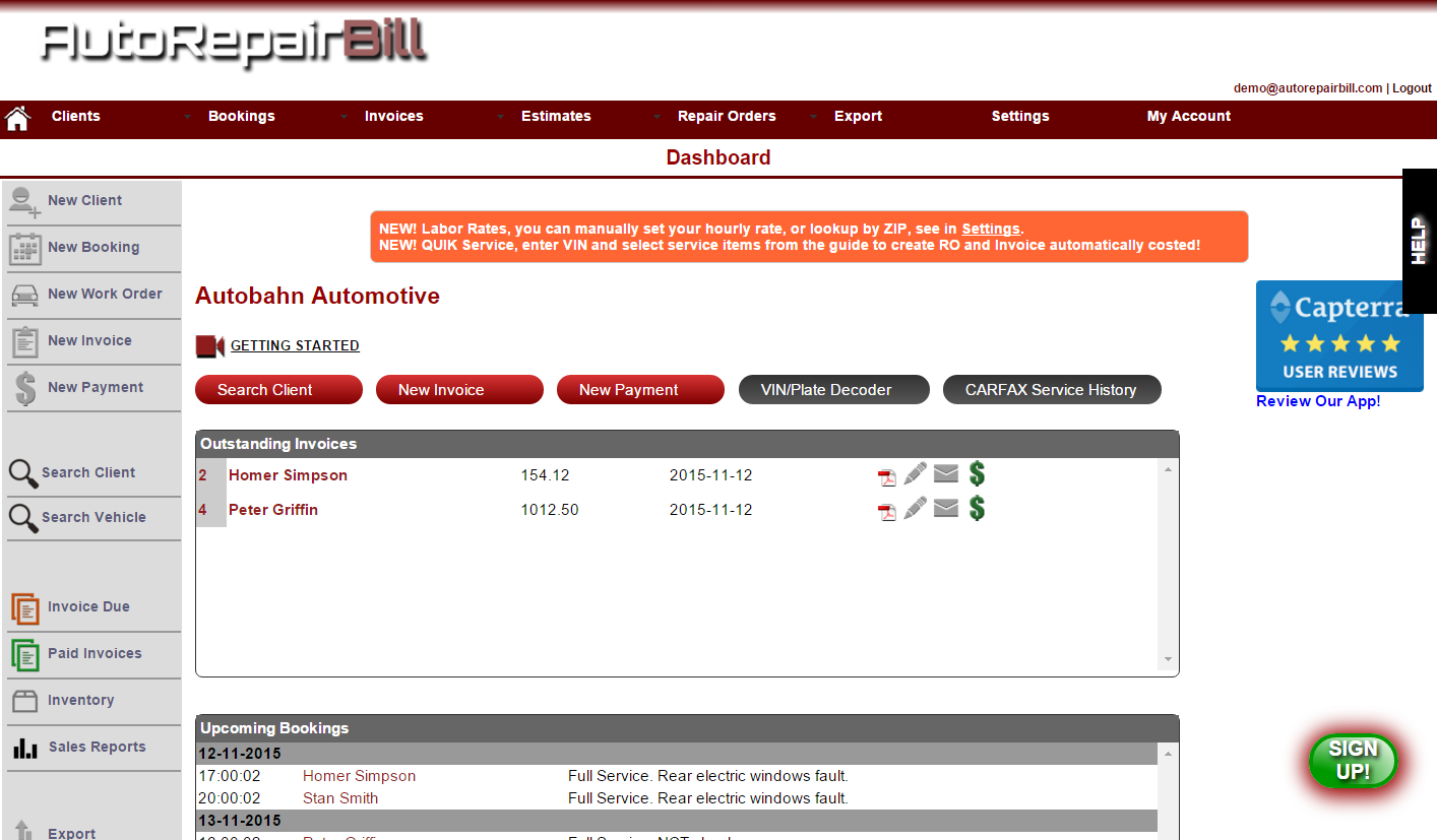 Compact Repair Order Forms for Auto Repair Shops